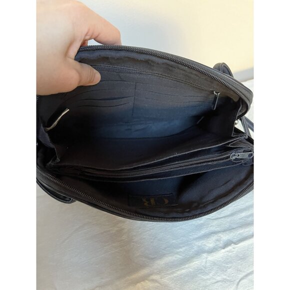 Vintage 90s CB Collections Deep Navy Blue Leather Crossbody Bag - Picture 7 of 12